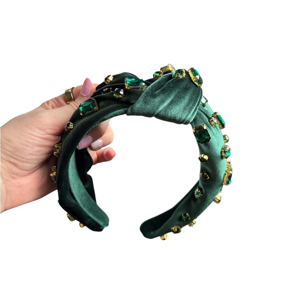 Wide beaded green headband